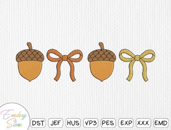 Acorn and Bow Embroidery Design Set