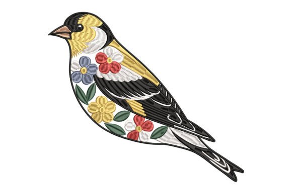 American Goldfinch Bird Embroidery