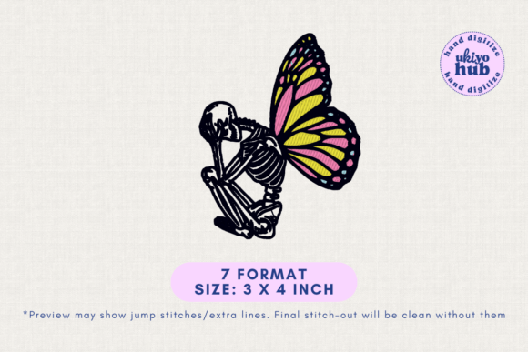 Butterflies Skeleton Gothic Embroidery