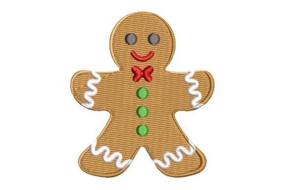 Cheerful Gingerbread Man with Green Buttons