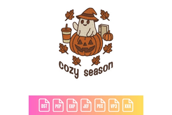 Cozy Season Ghost Embroidery Design