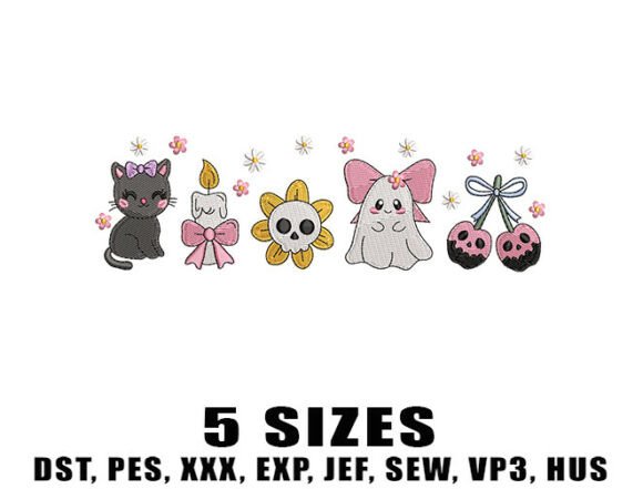 Cute Spooky Border Embroidery Design