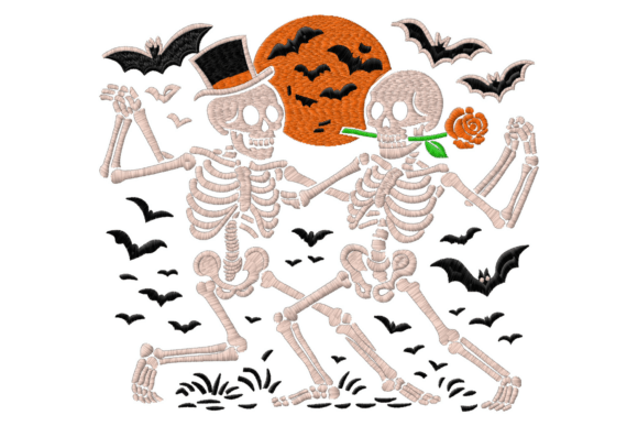 Dancing Skeleton Couple Embroidery
