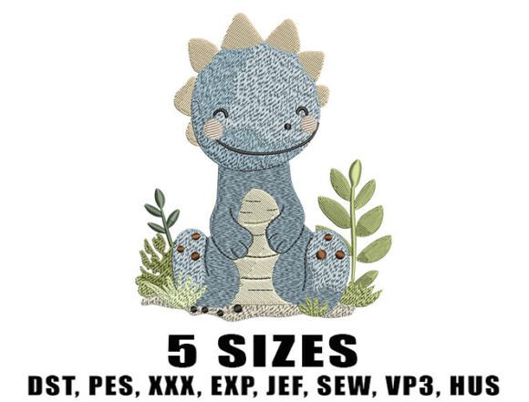 Dinosaur Baby Blue Embroidery Design