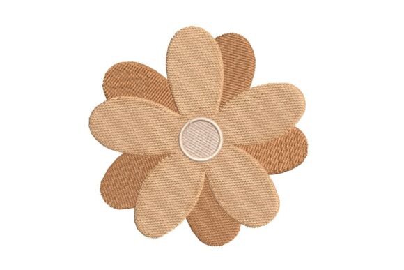 Earthy Toned Daisy Flower Embroidery Design