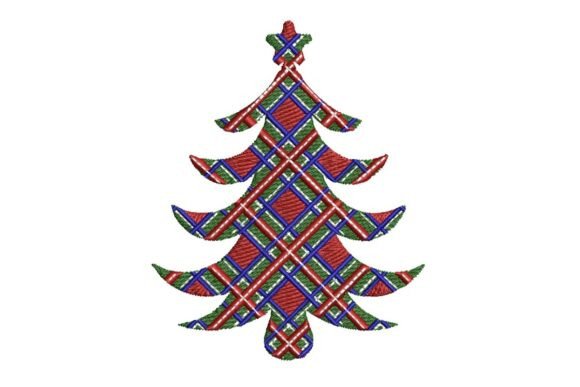 Festive Plaid Christmas Tree Embroidery Design