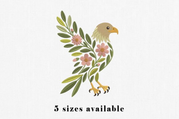 Floral Eagle Bird Embroidery Design