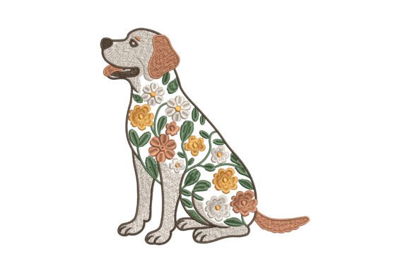 Floral Labrador Dog Embroidery