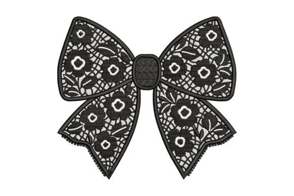 Floral Lace Bow Embroidery Design