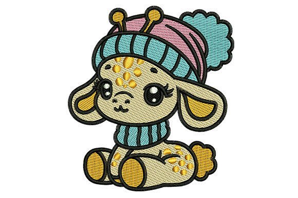 Giraffe in Winter Embroidery Design