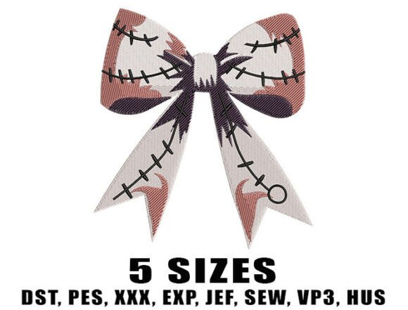 Girl Monster Bow Embroidery Design