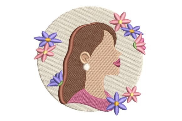 Girl with Flowers Embroidery Design