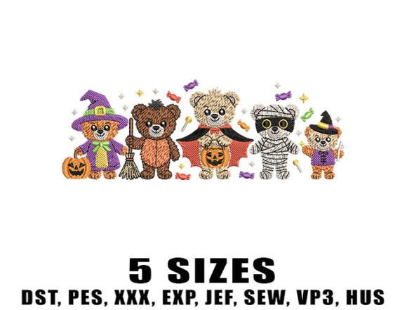 Halloween Spooky Bear Embroidery Design