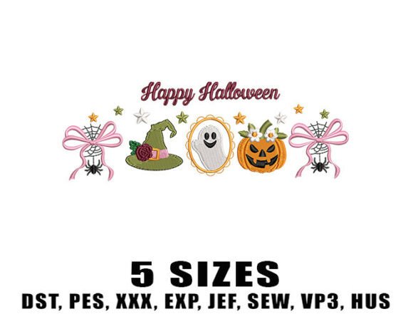 Happy Halloween Text Embroidery Design