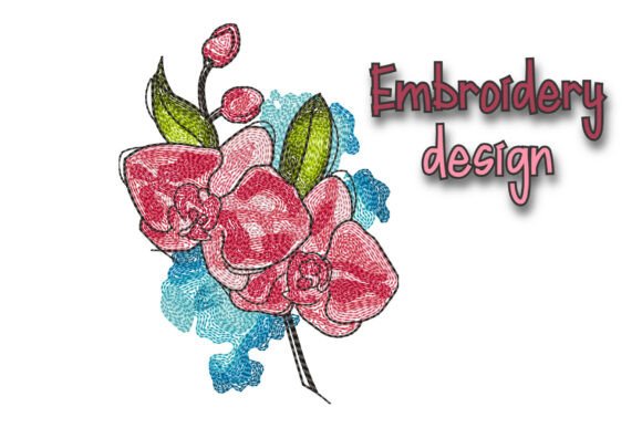 Orchid Embroidery Design Machine