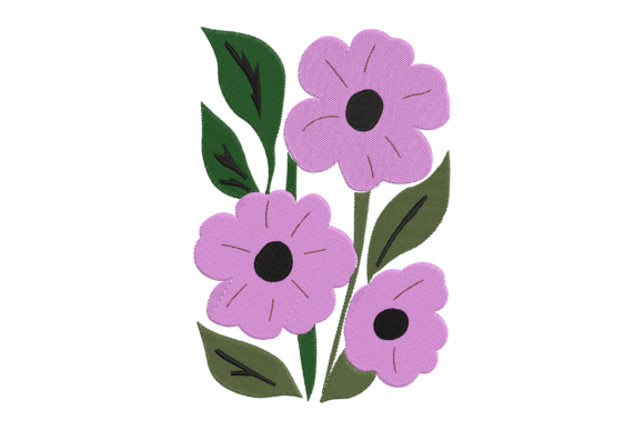 Purple Flower Embroidery Design