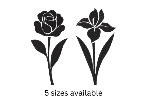 Rose Iris Embroidery Design