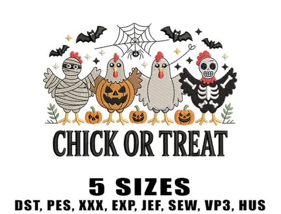 Scary Cute Chicken Embroidery Design