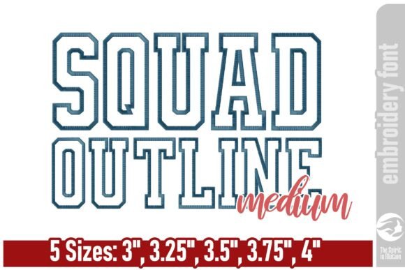 Squad Outline Embroidery Font - Medium
