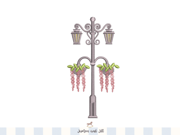 Street Lantern with Flowers Embroidery
