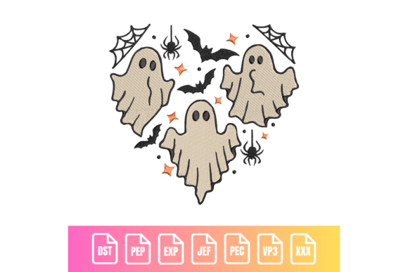Three Ghosts Halloween Embroidery Design